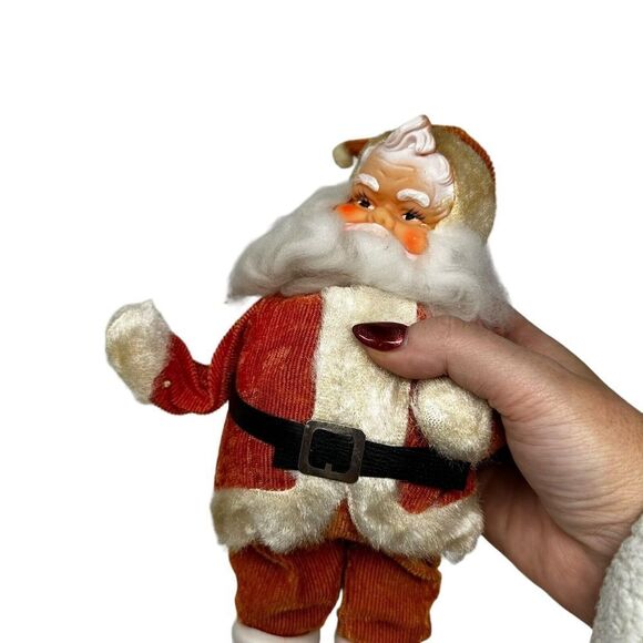 VTG Rubber Face Santa Suit Plastic Boots 10" Bendable Arms Faded Japan - Picture 6 of 8